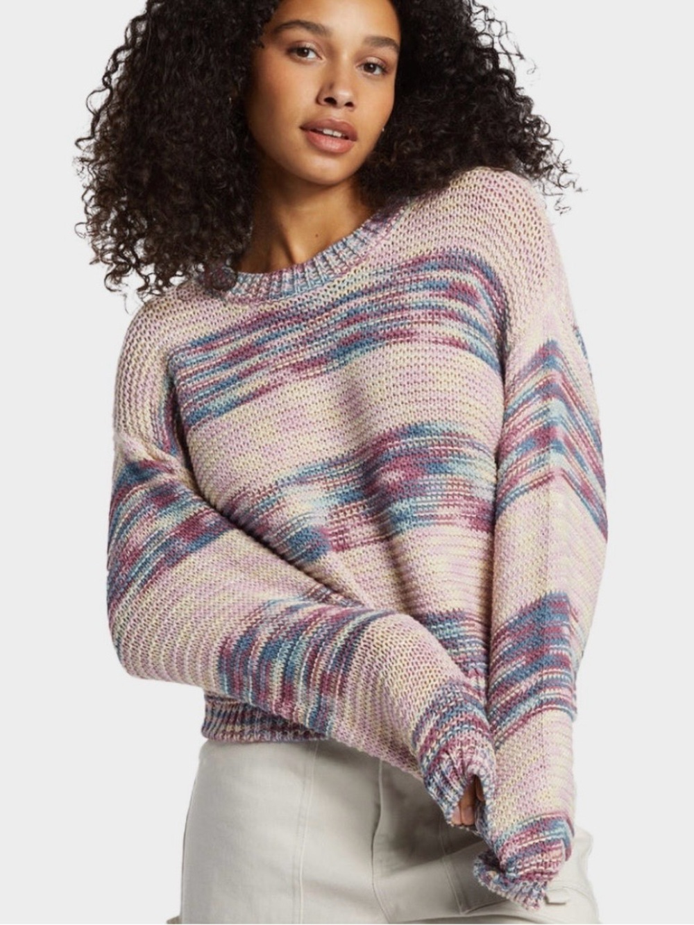 Billabong Pastel Multicolor Striped Crewneck Sweater